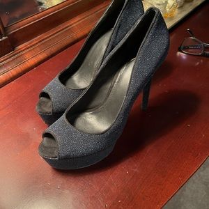 Brian Atwood blue/black platform sequin pump